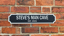 Load image into Gallery viewer, Personalised Vintage Style Street Sign With White Text & Border