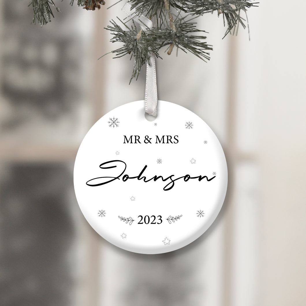 Personalised 'MR & MRS' Christmas Decoration