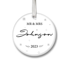 Load image into Gallery viewer, Personalised &#39;MR &amp; MRS&#39; Christmas Decoration
