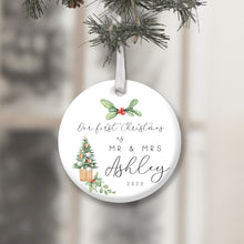 Load image into Gallery viewer, Personalised &quot;Mr. and Mrs.&quot; Christmas Decoration
