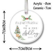 Load image into Gallery viewer, Personalised &quot;Mr. and Mrs.&quot; Christmas Decoration
