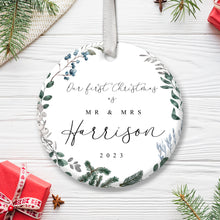 Load image into Gallery viewer, Personalised &quot;Mr. and Mrs.&quot; First Christmas Decoration
