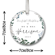 Load image into Gallery viewer, Personalised &quot;Mr. and Mrs.&quot; First Christmas Decoration
