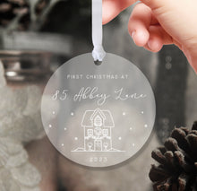 Load image into Gallery viewer, Personalised Frosted First Christmas Decoration for a New Home
