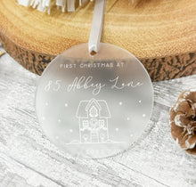 Load image into Gallery viewer, Personalised Frosted First Christmas Decoration for a New Home
