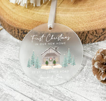 Load image into Gallery viewer, Personalised Frosted First Christmas Decoration for a New Home
