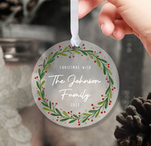 Load image into Gallery viewer, Personalised Frosted &quot;Christmas with Family&quot; Decoration
