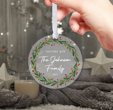 Load image into Gallery viewer, Personalised Frosted &quot;Christmas with Family&quot; Decoration
