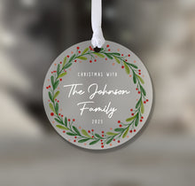 Load image into Gallery viewer, Personalised Frosted &quot;Christmas with Family&quot; Decoration
