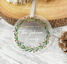 Load image into Gallery viewer, Personalised Frosted &quot;Christmas with Family&quot; Decoration
