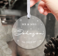 Load image into Gallery viewer, Personalised Frosted &quot;Mr. and Mrs.&quot; Christmas Decoration
