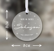 Load image into Gallery viewer, Personalised Frosted &quot;Mr. and Mrs.&quot; Christmas Decoration
