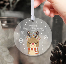 Load image into Gallery viewer, Personalised Frosted First Christmas Decoration for Kids
