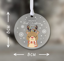 Load image into Gallery viewer, Personalised Frosted First Christmas Decoration for Kids
