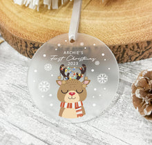 Load image into Gallery viewer, Personalised Frosted First Christmas Decoration for Kids
