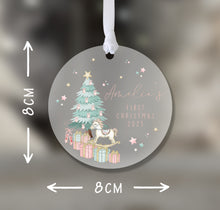 Load image into Gallery viewer, Personalised Frosted First Christmas Decoration for Girls
