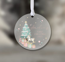 Load image into Gallery viewer, Personalised Frosted First Christmas Decoration for Girls
