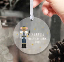 Load image into Gallery viewer, Personalised Frosted First Christmas Decoration for Boys
