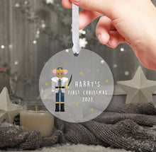 Load image into Gallery viewer, Personalised Frosted First Christmas Decoration for Boys
