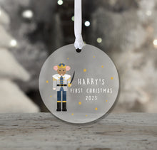 Load image into Gallery viewer, Personalised Frosted First Christmas Decoration for Boys
