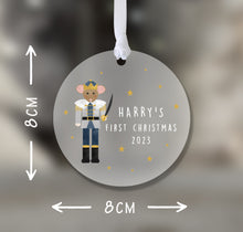 Load image into Gallery viewer, Personalised Frosted First Christmas Decoration for Boys
