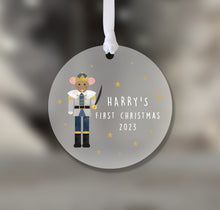 Load image into Gallery viewer, Personalised Frosted First Christmas Decoration for Boys
