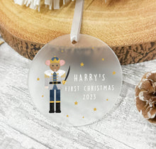 Load image into Gallery viewer, Personalised Frosted First Christmas Decoration for Boys
