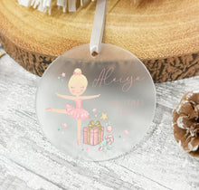 Load image into Gallery viewer, Personalised Frosted Christmas Decoration for Girls
