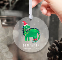 Load image into Gallery viewer, Personalised Frosted Christmas Decoration for Boys
