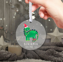 Load image into Gallery viewer, Personalised Frosted Christmas Decoration for Boys
