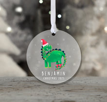 Load image into Gallery viewer, Personalised Frosted Christmas Decoration for Boys
