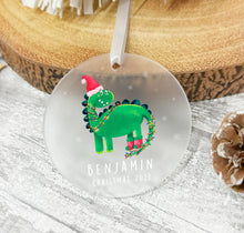 Load image into Gallery viewer, Personalised Frosted Christmas Decoration for Boys
