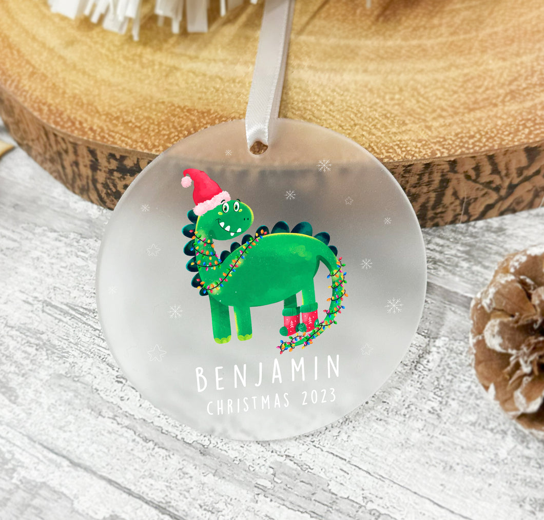 Personalised Frosted Christmas Decoration for Boys