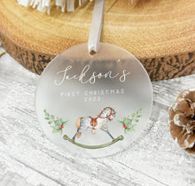 Load image into Gallery viewer, Personalised Frosted First Christmas Decoration for Kids
