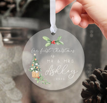 Load image into Gallery viewer, Personalised Frosted &quot;Mr. and Mrs.&quot; Christmas Decoration
