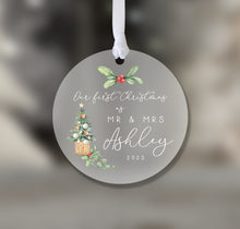 Load image into Gallery viewer, Personalised Frosted &quot;Mr. and Mrs.&quot; Christmas Decoration
