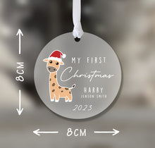 Load image into Gallery viewer, Personalised Frosted First Christmas Decoration for Kids
