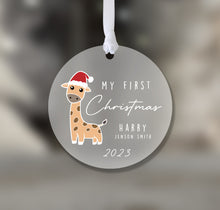 Load image into Gallery viewer, Personalised Frosted First Christmas Decoration for Kids
