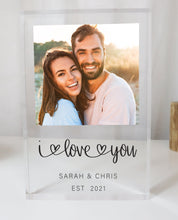 Load image into Gallery viewer, Acrylic &#39;I Love You&#39; Photo Block Freestanding 20mm
