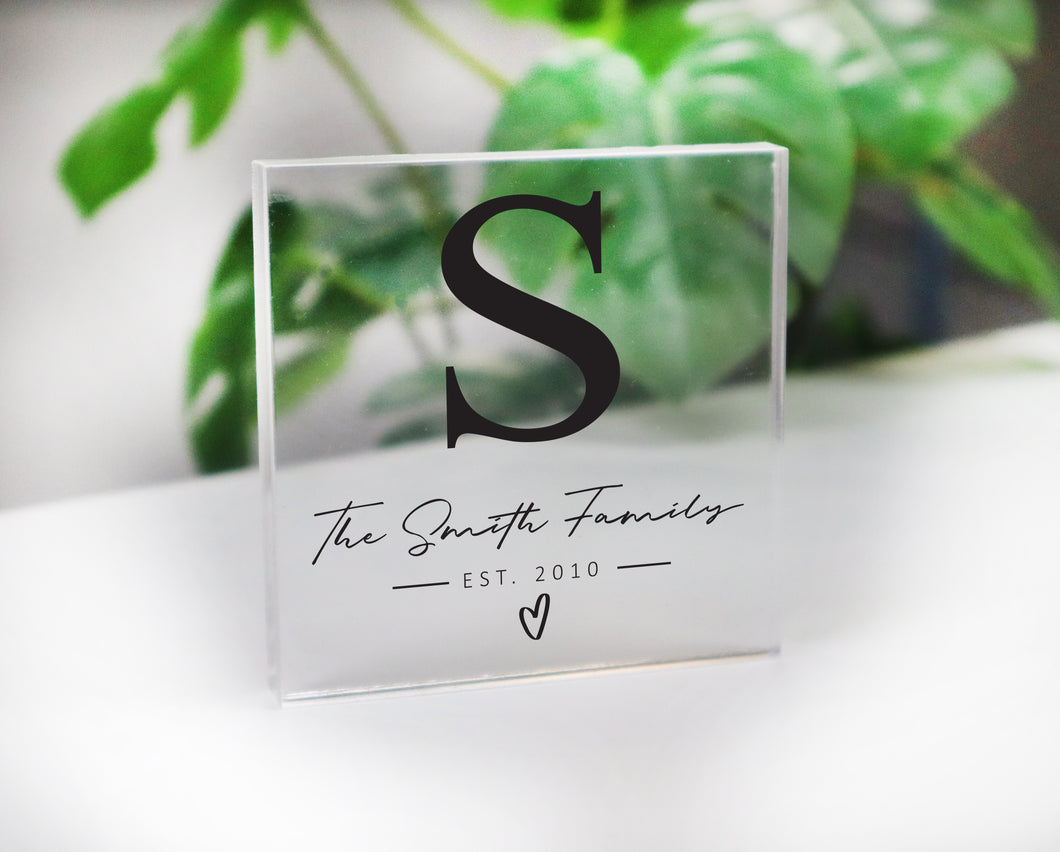 Personalised Family Name Acrylic Block